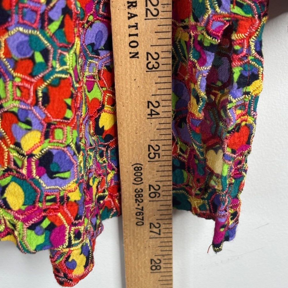 John Mark Top 1x Multicolor Embroidered Button Up… - image 8